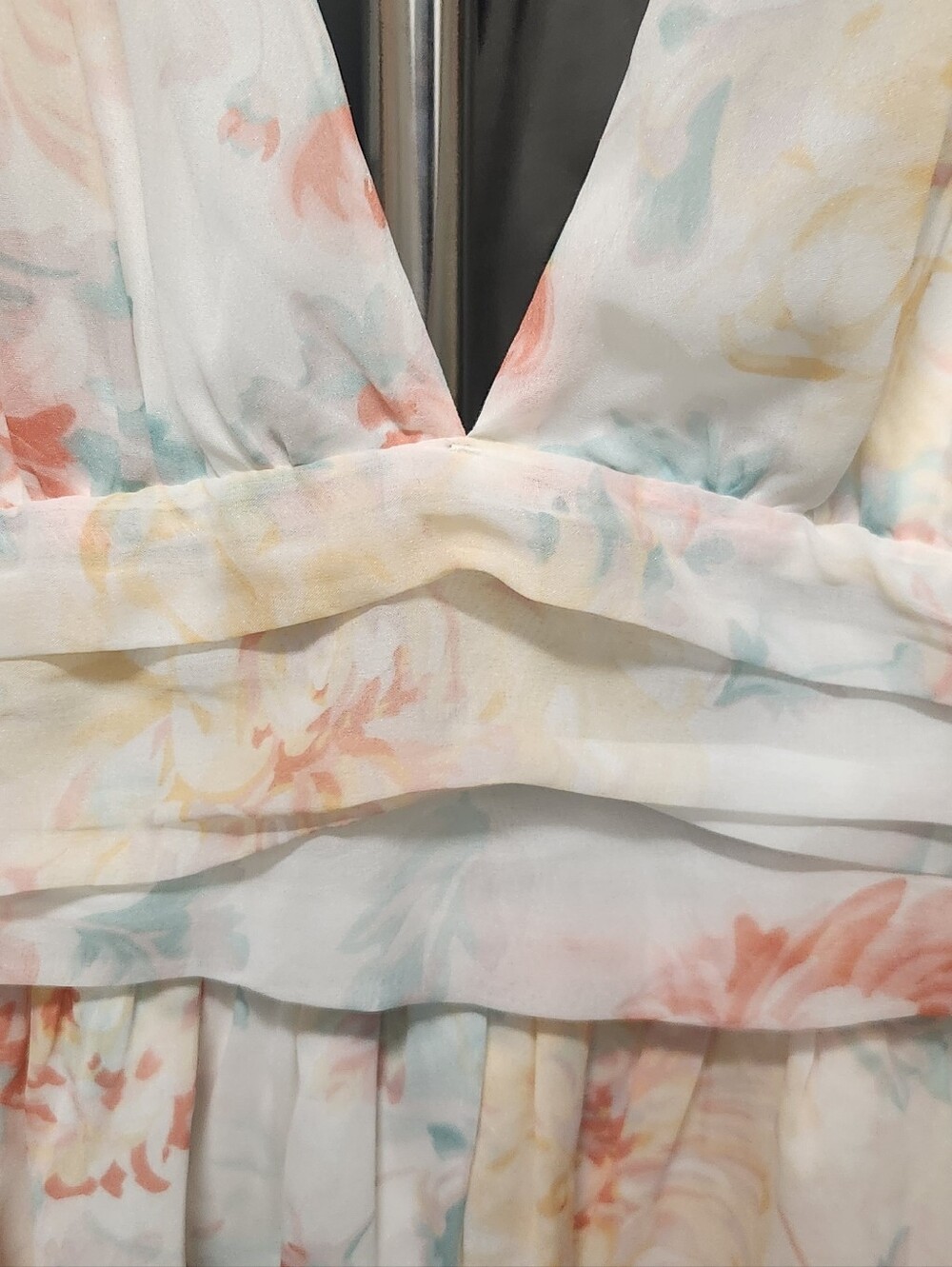 Abercrombie & Fitch Pastel Floral Chiffon Plunge Open Back Mini Dress M - Picture 5 of 15